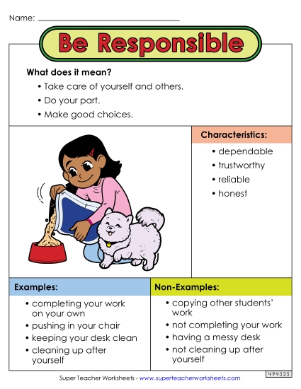 Good Character - Be Responsible Anchor Chart