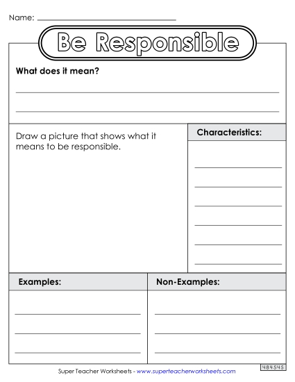 Good Character - Be Responsible Worksheet (Blank Anchor Chart)