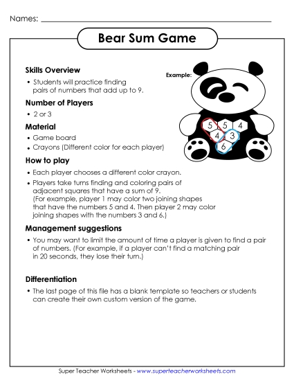 Sum Game - Bear Sum Game
