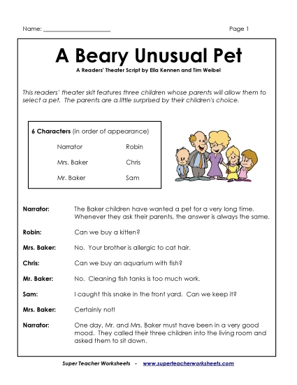 Readers' Theater - Beary Unusual Pet (Readers' Theater) Readers' Theater - Beary Unusual Pet (Readers' Theater)