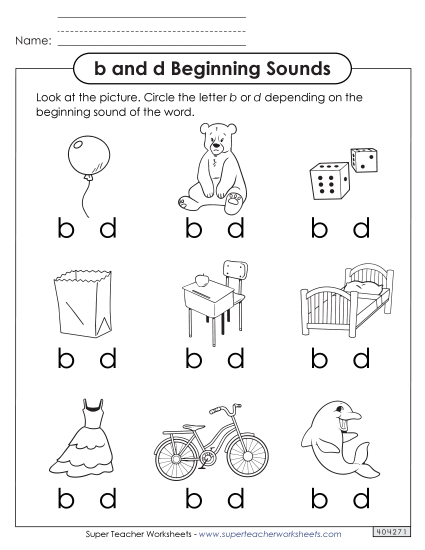 Letters b and d - Beginning Sounds: b and d Letters b and d - Beginning Sounds: b and d