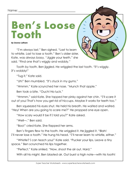 Fiction Stories - Ben's Loose Tooth (Fiction) Fiction Stories - Ben's Loose Tooth (Fiction)