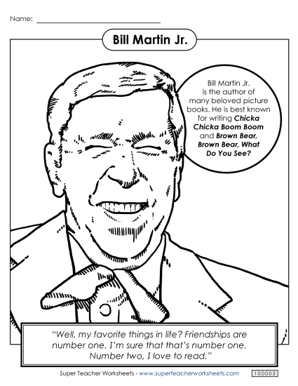 Worksheets - Bill Martin Jr. Coloring Page