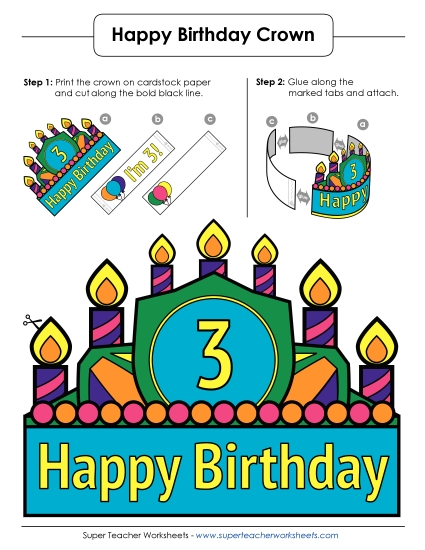 Birthday Crowns - Birthday Crown: Age 3 (Full Color) Birthday Crowns - Birthday Crown: Age 3 (Full Color)