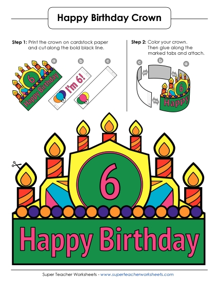 Birthday Crowns - Birthday Crown: Age 6 (Full Color)