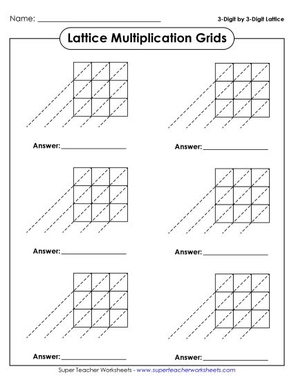 Lattice Multiplication - Blank 3 by 3 Lattice Grids Lattice Multiplication - Blank 3 by 3 Lattice Grids