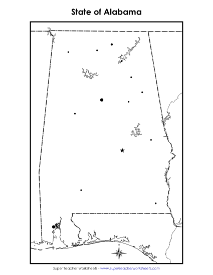 Maps - Blank Alabama Map with City Dots Maps - Blank Alabama Map with City Dots