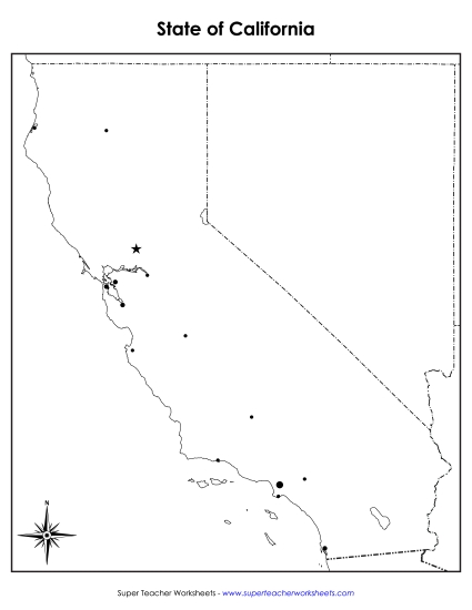 Maps - Blank California Map with City Dots