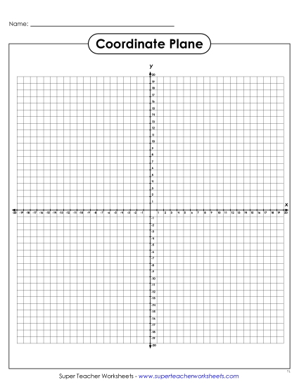 Coordinate Plane Templates - Blank Coordinate Plane (-20 to 20) (Printable PDF Worksheet)