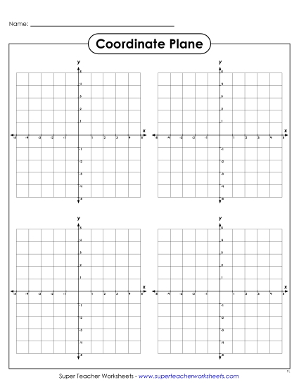 Coordinate Plane Templates - Blank Coordinate Planes (4 per page, -5 to 5) (Printable PDF Worksheet)