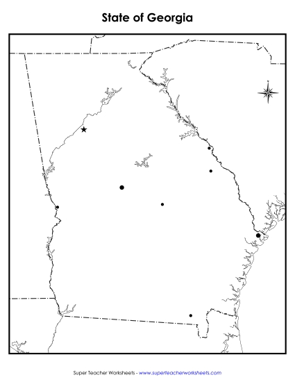 Maps - Blank Georgia Map with City Dots