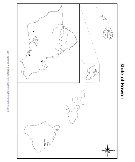 Maps - Blank Hawaii Map with City Dots