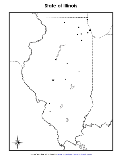 Maps - Blank Illinois Map with City Dots