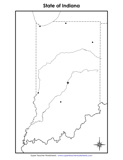Maps - Blank Indiana Map with City Dots