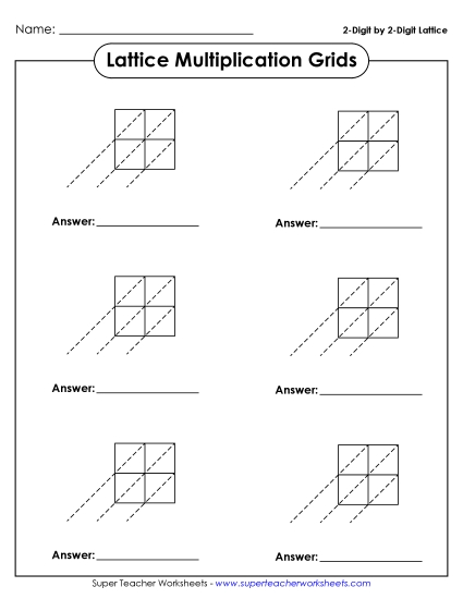 Lattice Multiplication - Blank Lattice Grids
