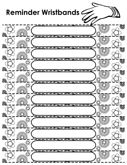 Blank Reminder Wristbands - Blank Reminder Wristbands - Flowers