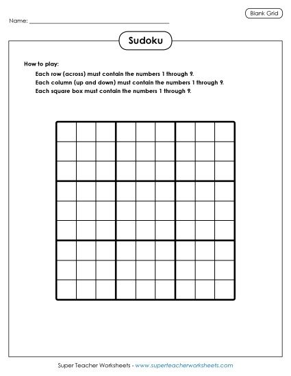 Blank Sudoku Grid