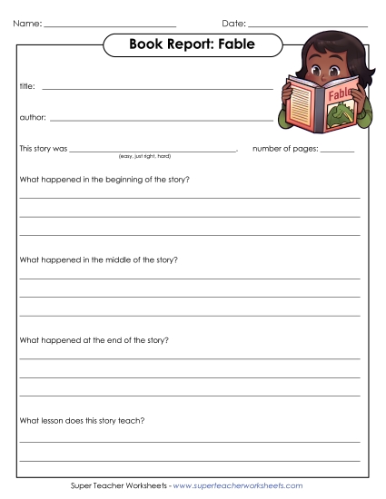 Book Report Forms - Book Report Form: Fable Book Report Forms - Book Report Form: Fable