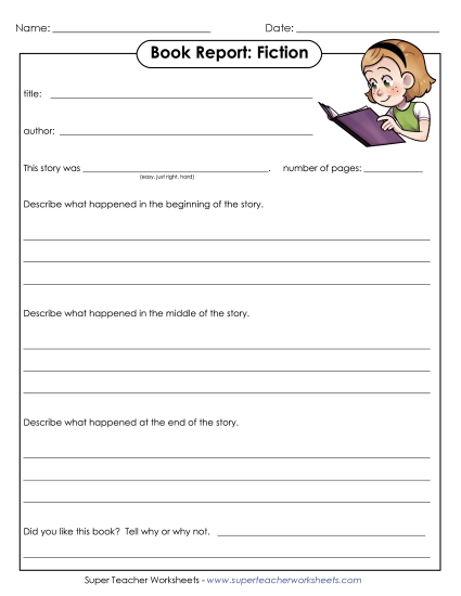 Book Report Forms - Book Report Form: Fiction