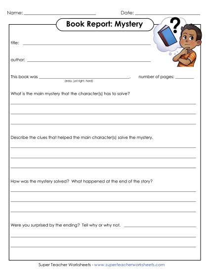 Book Report Forms - Book Report Form: Mystery