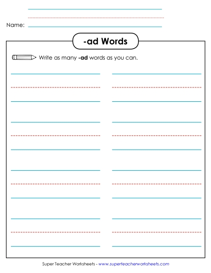 Worksheets - Brainstorm and Write (-ad)