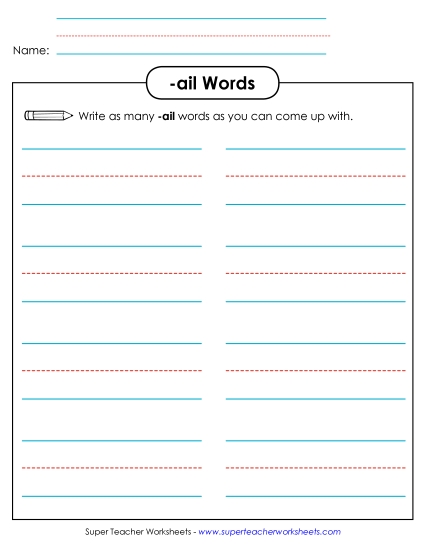 Worksheets - Brainstorm and Write (-ail) Worksheets - Brainstorm and Write (-ail)