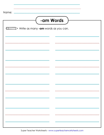 Worksheets - Brainstorm and Write (-am)