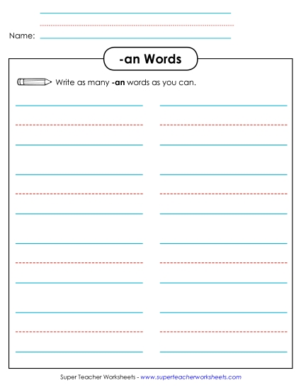 Worksheets - Brainstorm and Write (-an)