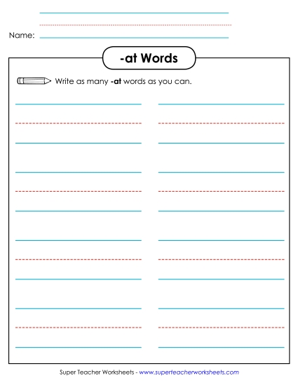 Worksheets - Brainstorm and Write (-at)