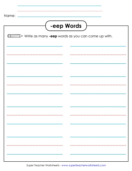 Worksheets - Brainstorm and Write (-eep) Worksheets - Brainstorm and Write (-eep)