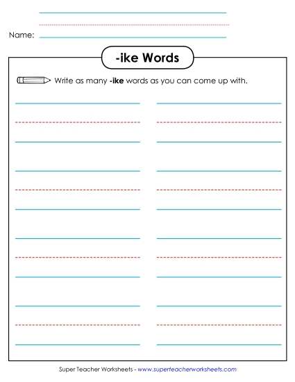 Worksheets - Brainstorm and Write (-ike) Worksheets - Brainstorm and Write (-ike)