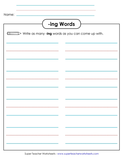 Worksheets - Brainstorm and Write (-ing)