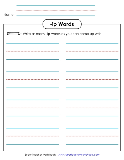 Worksheets - Brainstorm and Write (-ip)