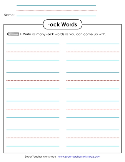 Worksheets - Brainstorm and Write (-ock) Worksheets - Brainstorm and Write (-ock)