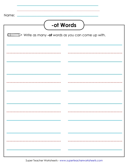Worksheets - Brainstorm and Write (-ot)