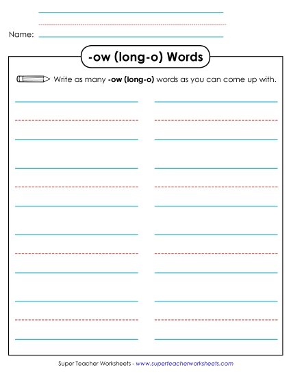 Long-O Sound (as in Grow) - Brainstorm and Write (-ow)
