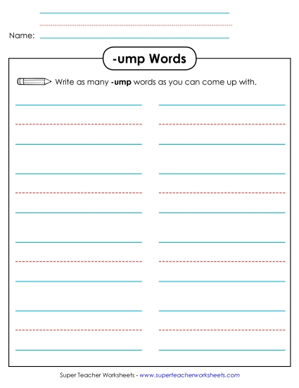 Worksheets - Brainstorm and Write (-ump) Worksheets - Brainstorm and Write (-ump)