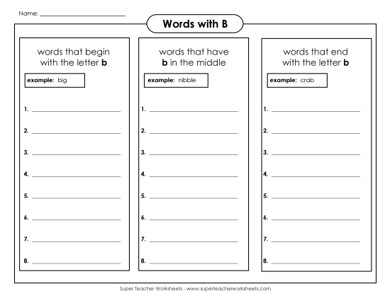 Worksheets - Brainstorm /b/ Words (Advanced)