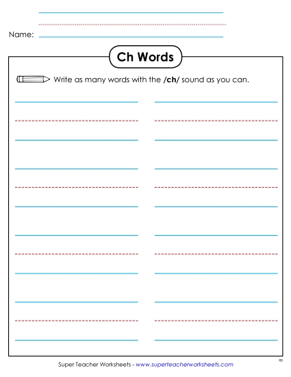 Worksheets - Brainstorm /ch/ Words (Basic)