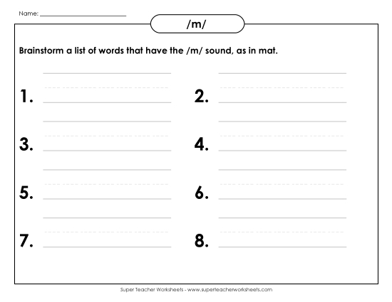 Worksheets - Brainstorm /m/ Words