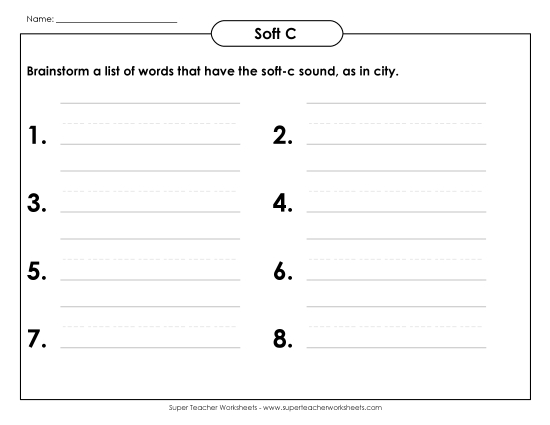 Worksheets - Brainstorm Soft-C Words