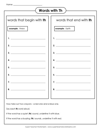 Brainstorm TH Words Brainstorm TH Words