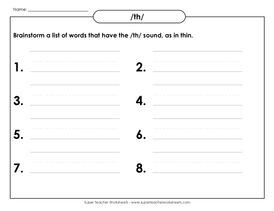Brainstorm /th/ Words (Basic)