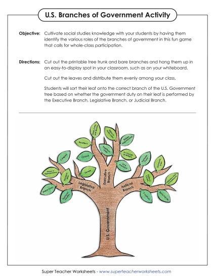Cut and Glue Activities - Branches of Government  Large Tree (Cut, Glue)