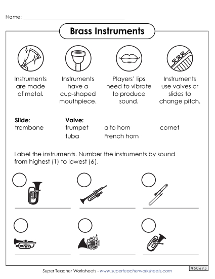 Worksheets - Brass Instruments Worksheets - Brass Instruments