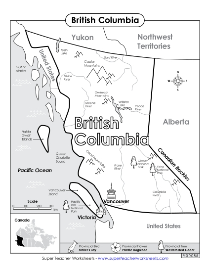 Maps - British Columbia Map (Black & White)
