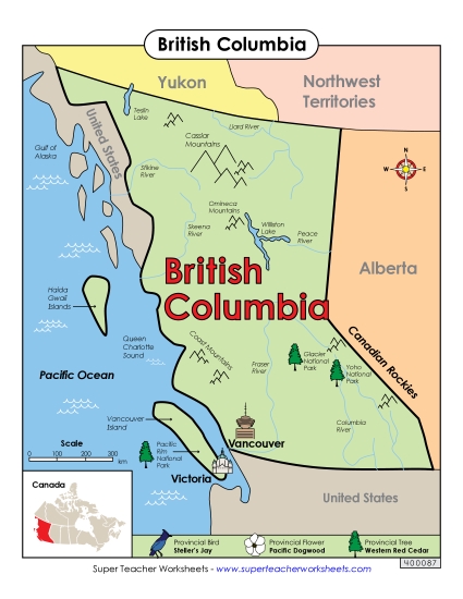 Maps - British Columbia Map (Full Colour) Maps - British Columbia Map (Full Colour)