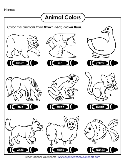 Worksheets - Brown Bear Animal Coloring Worksheets - Brown Bear Animal Coloring