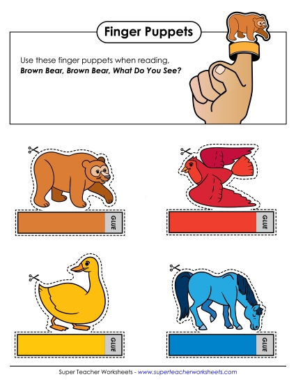 Cut-and-Glue Activities - Brown Bear Finger Puppets