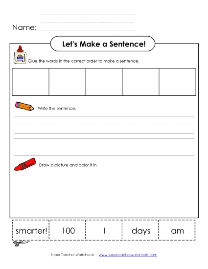 Early Literacy - Build-a-Sentence: 100 Days Smarter